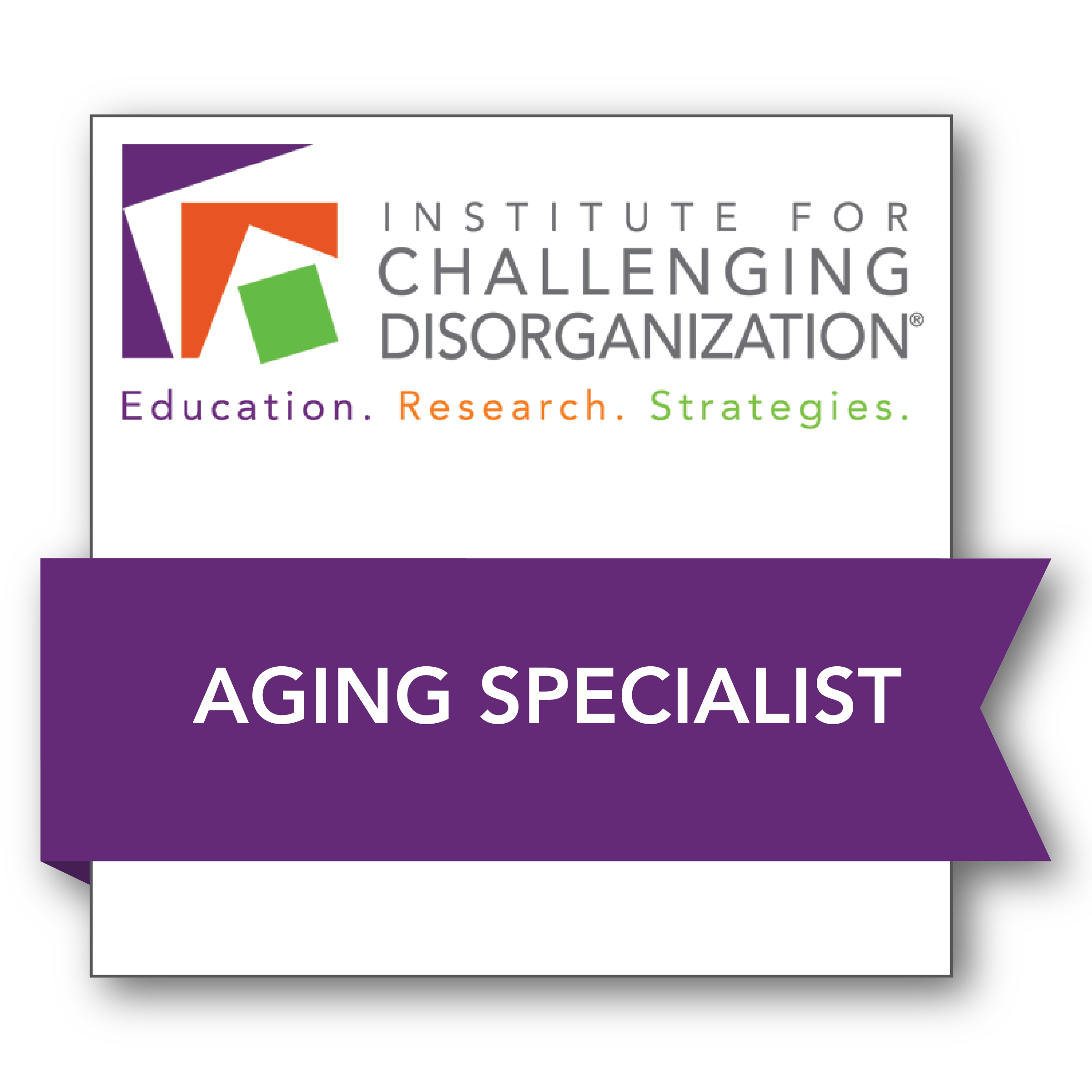 Lets Get Organized Gayle Gruenberg Aging Specialist badge