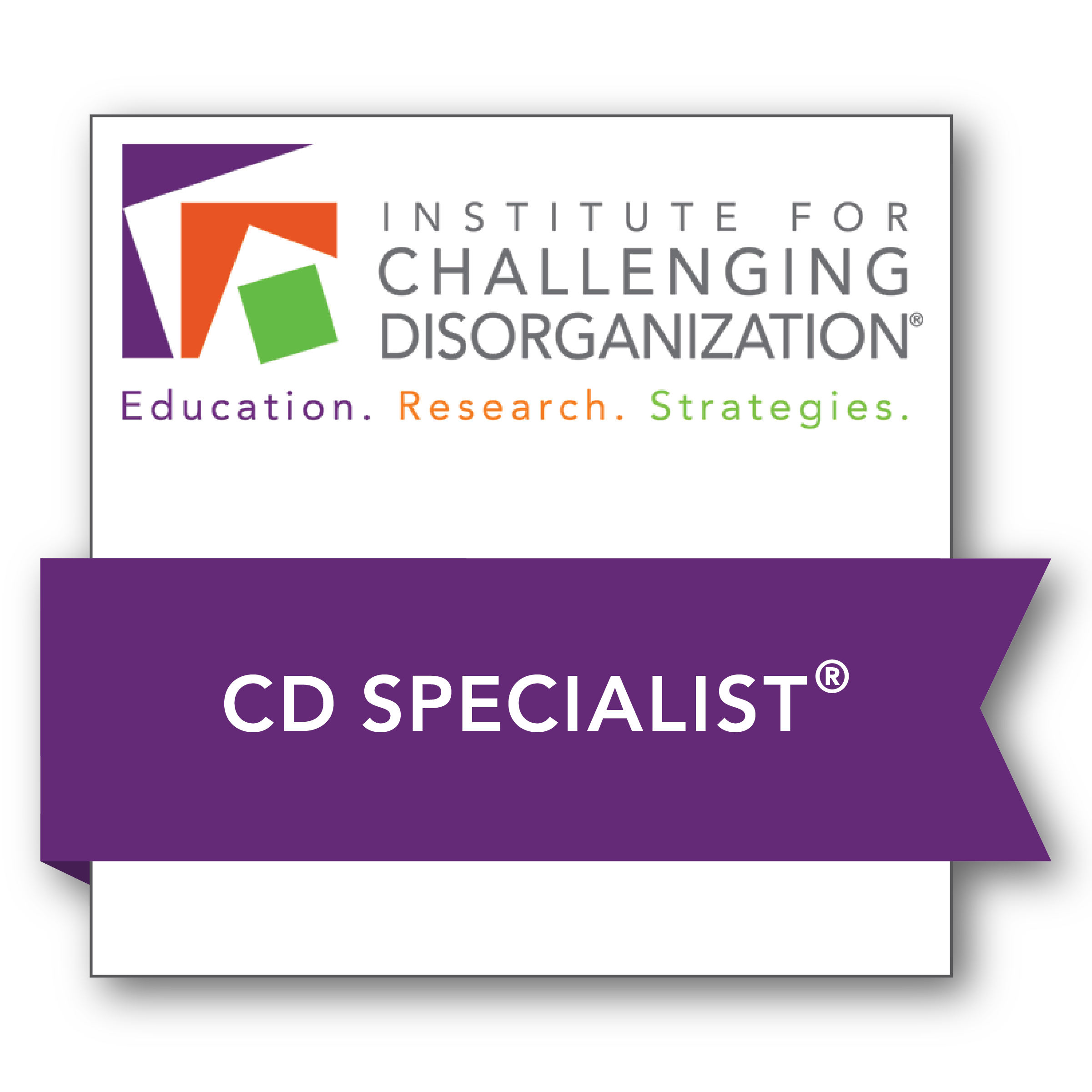 Lets Get Organized Gayle Gruenberg CD Specialist badge